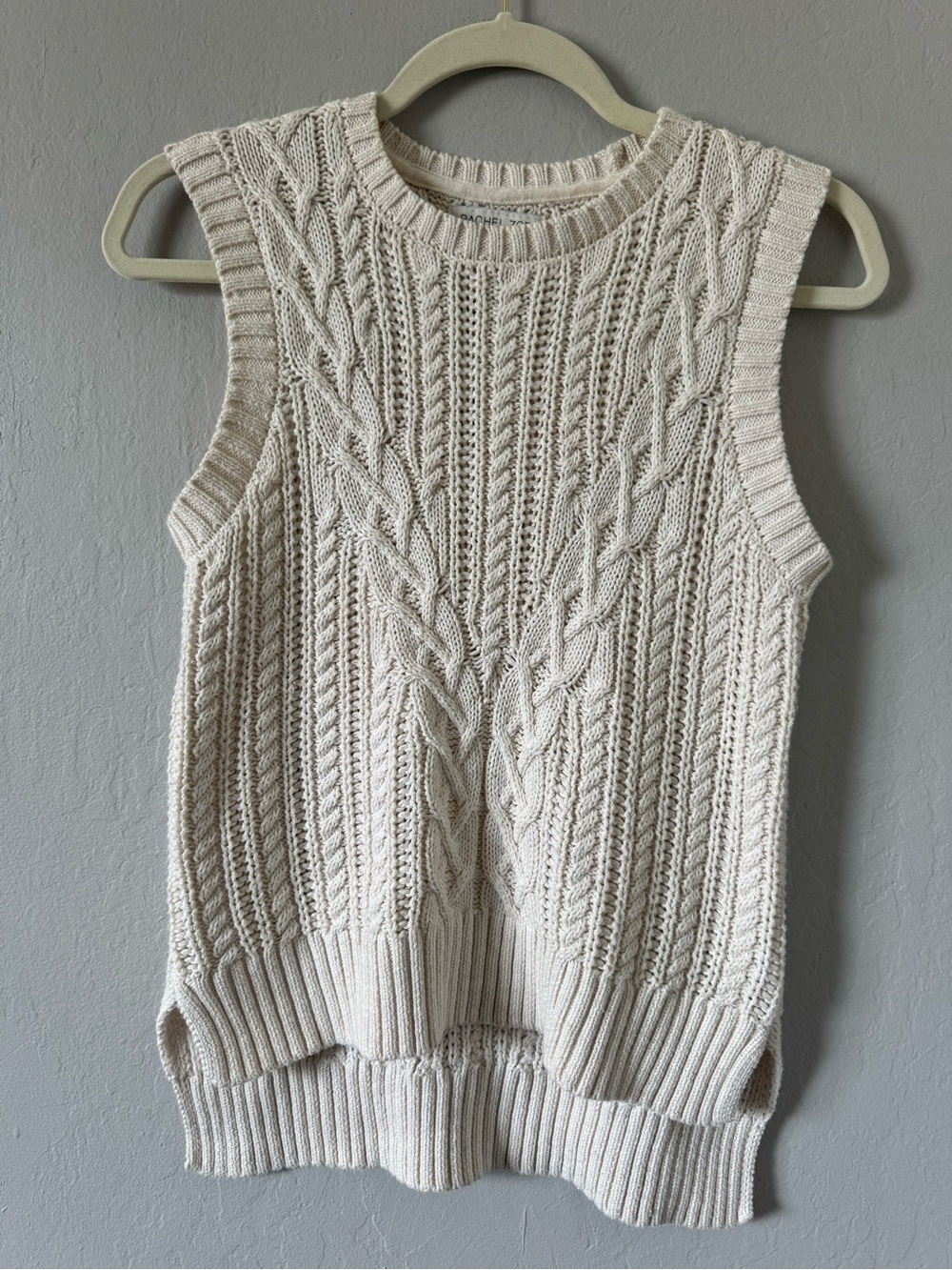 Rachel Zoe Cream Cable Knit Sleeveless Sweater Vest Academia XS